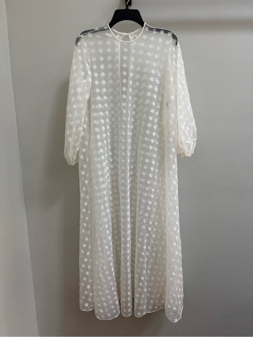 Vintage Gotham Sheer White Polka Dot Mesh Pullover Overlay Dress